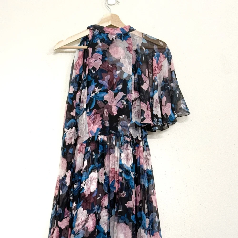 NWT ERDEM Natalina One-sleeve Silk-voile Floral Gown in Pink Dust Bouquet Sz 6 - Picture 12 of 17